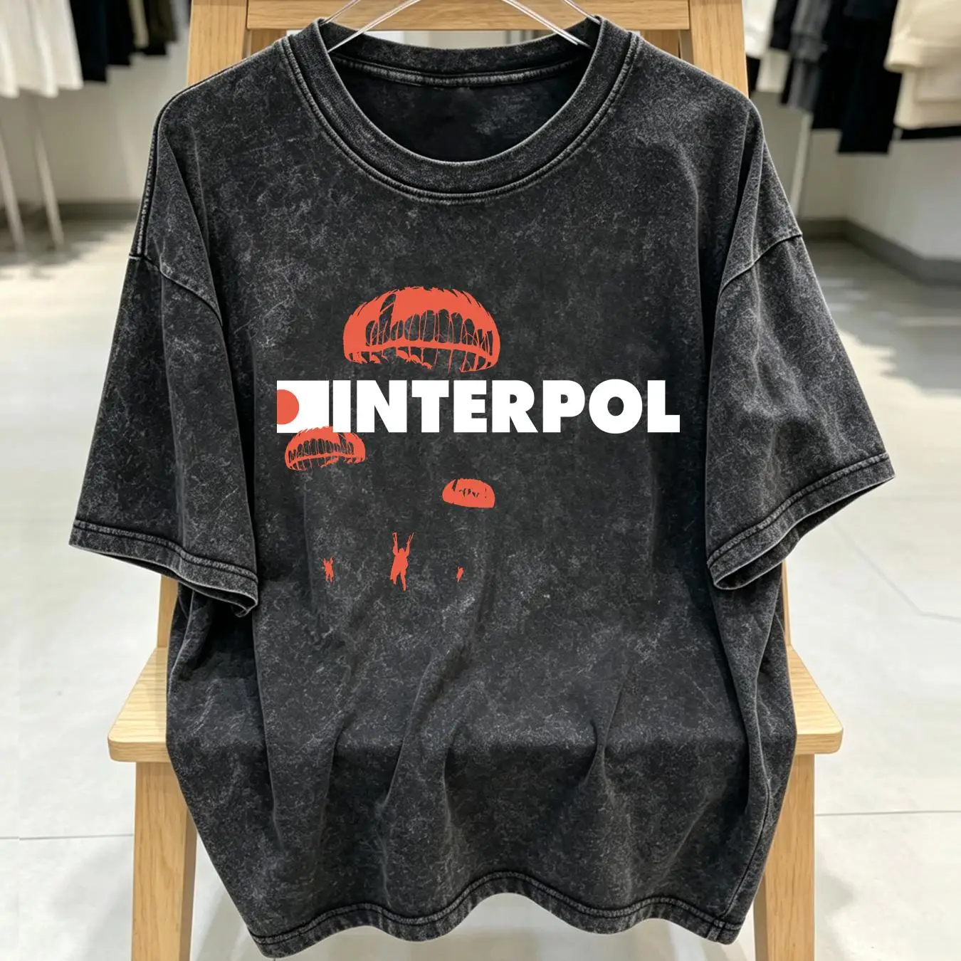 Streetwear Brand Vintage - Camiseta lavada da banda Interpol, rock,